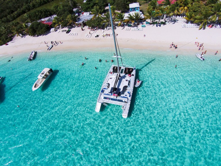 Sailboat anchored at Jost Van Dyke BVI