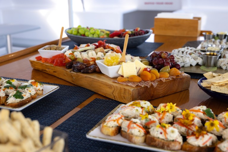 selection of appetizers and small to enjoy on a picnic snorkel sail