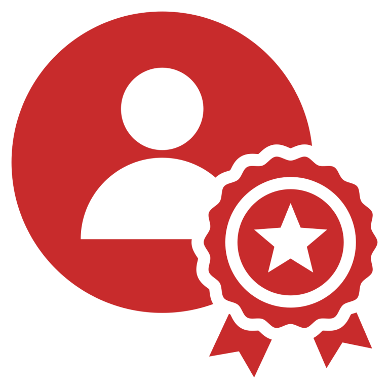 Red, stylized sailboat icon with two sails and a flat base