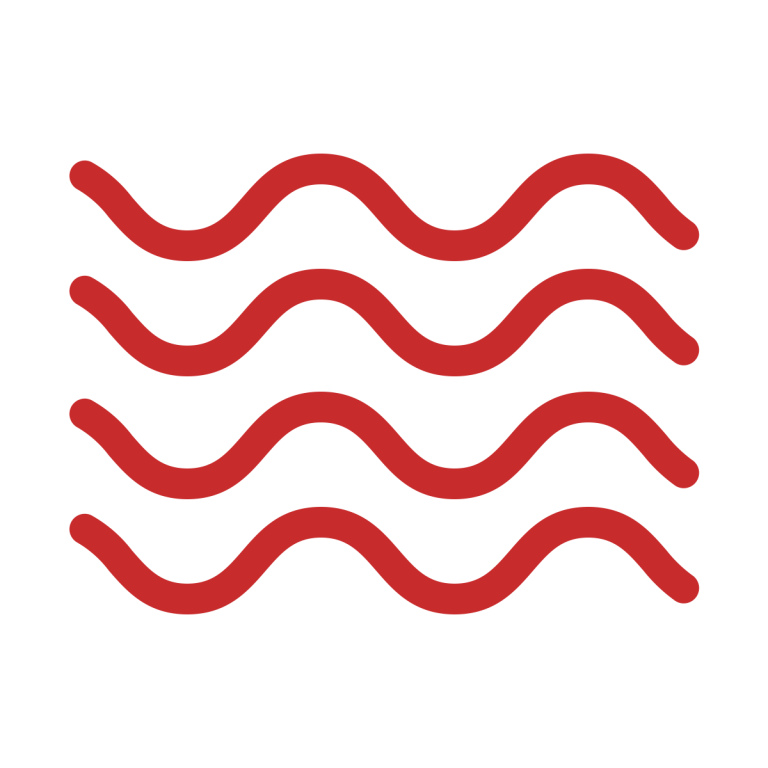 Four red wavy lines on a transparent background.